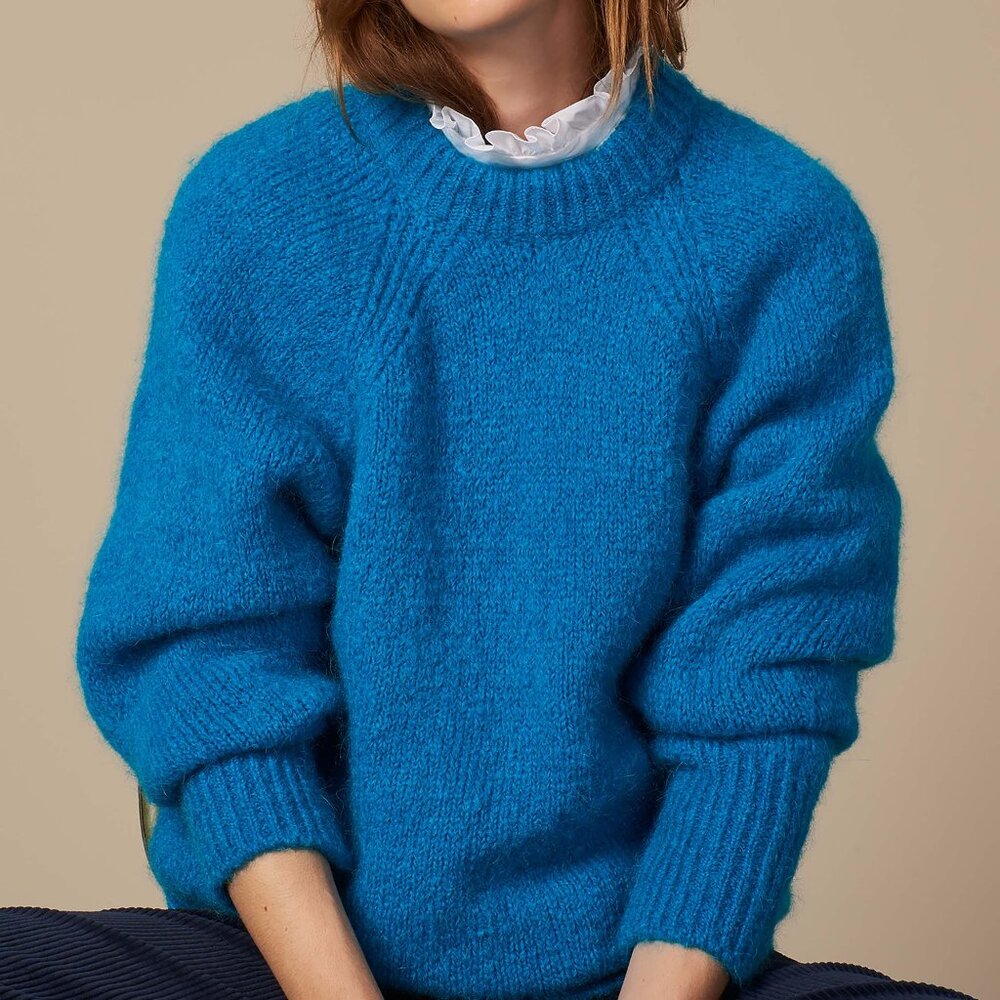 Sandro Bright Blue Mohair Oversized Sweater